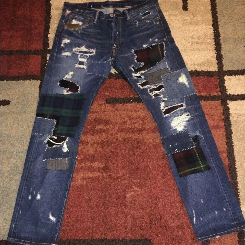 Ralph Lauren D&S patchwork jeans slime fit size 32